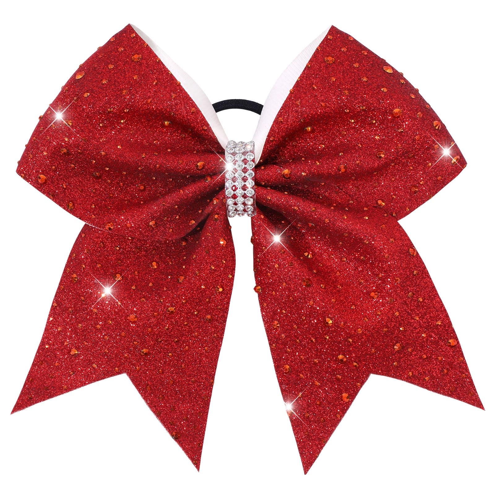 VOBOBE front view red glitter bow showing bright color and polished look