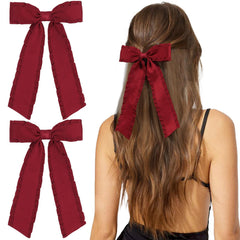 VOBOBE front view red satin bow showing polished finish and elegant shape