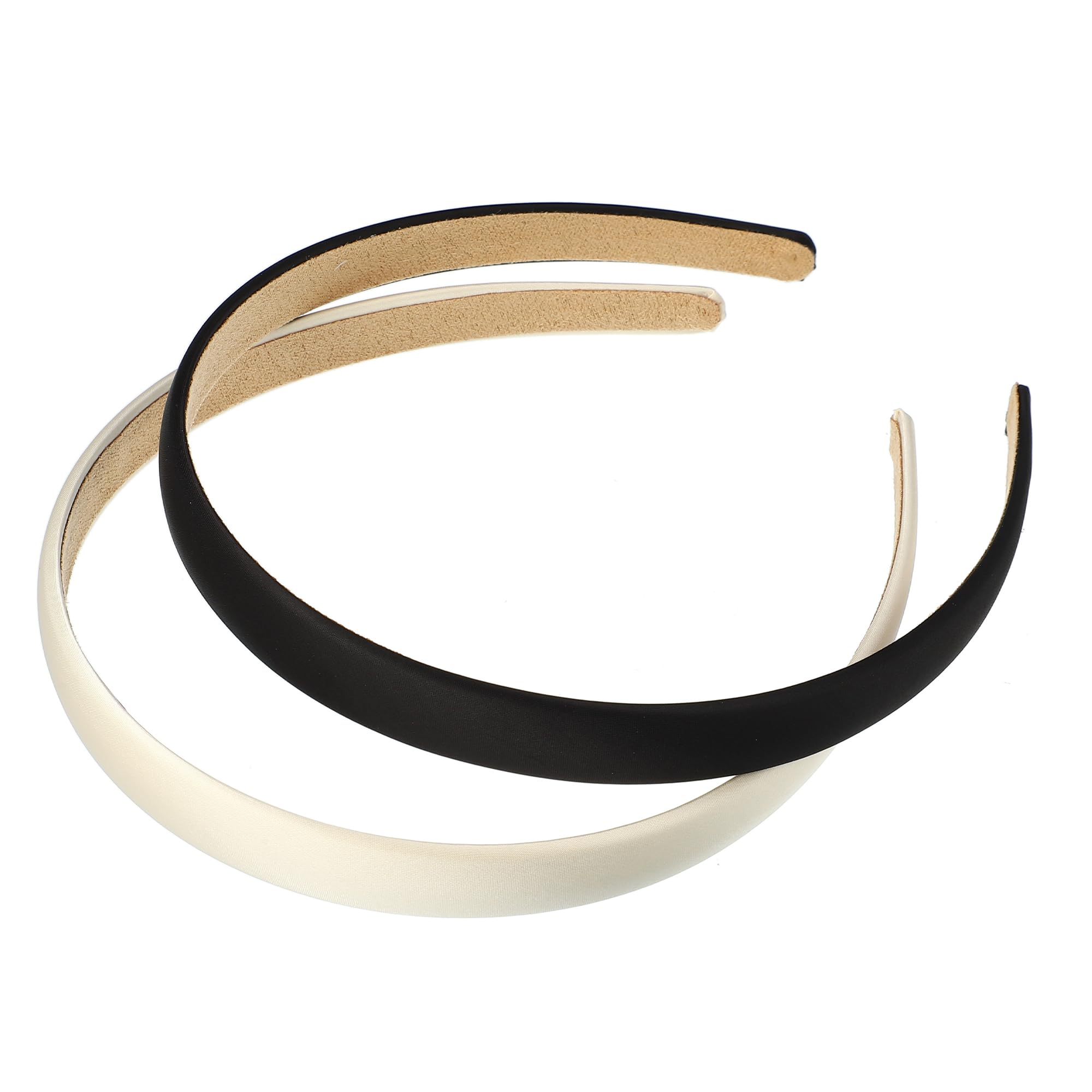 VOCOSTE front view of beige and black headbands showing polished finish and convenience