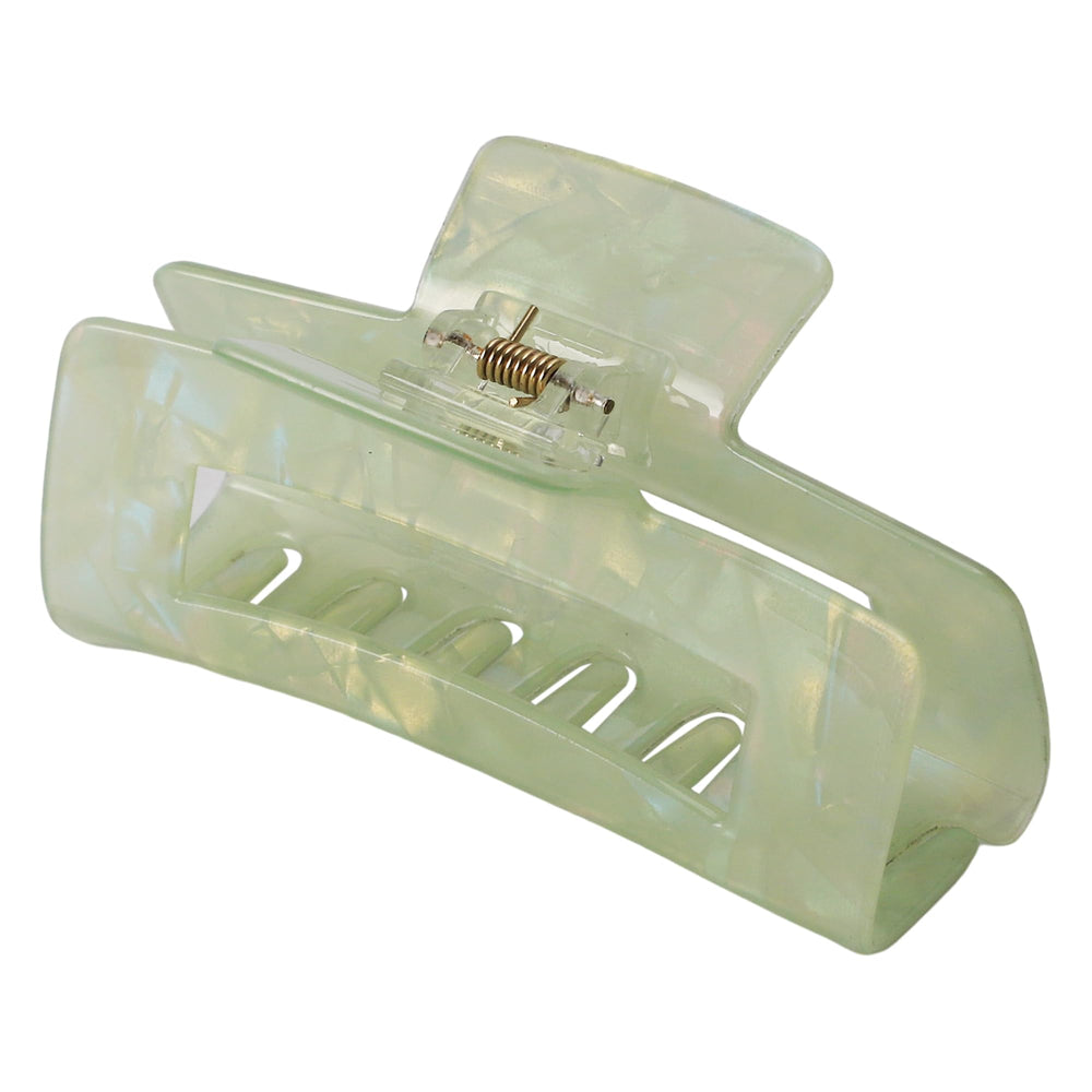 VOCOSTE front view of green tortoise clip shows polished finish and secure hold