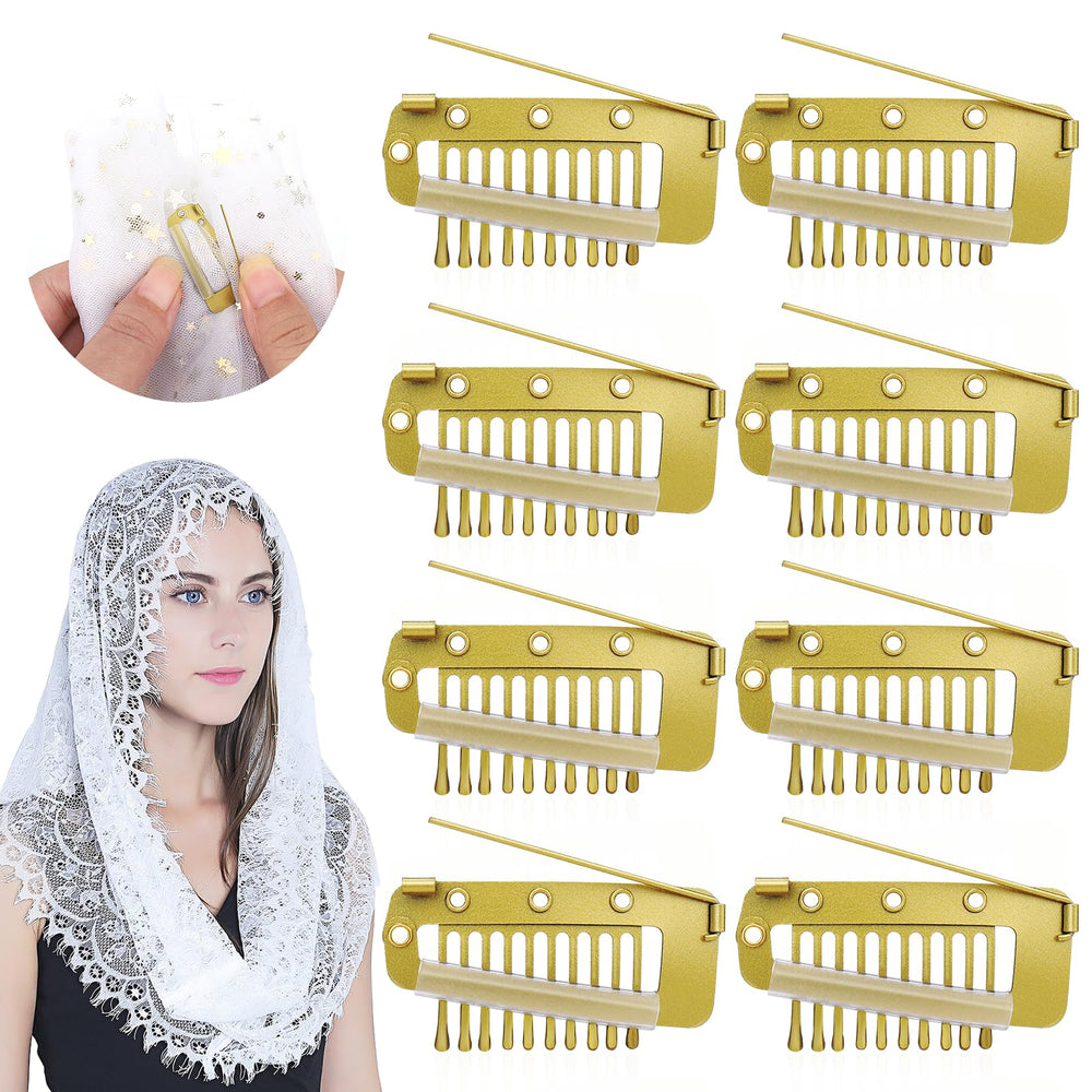 Vodolo front view of gold chunni clips pack shows elegant finish and portability