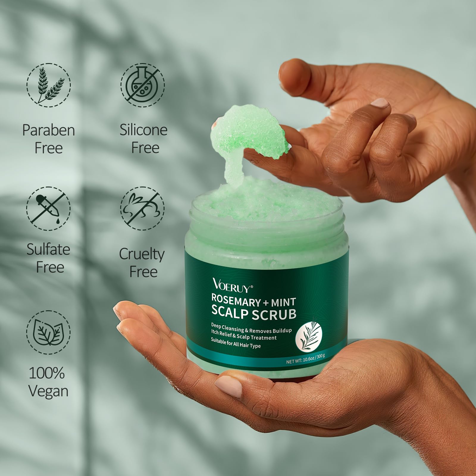 VOERUY rosemary and peppermint ingredients highlighting refreshing botanical benefits