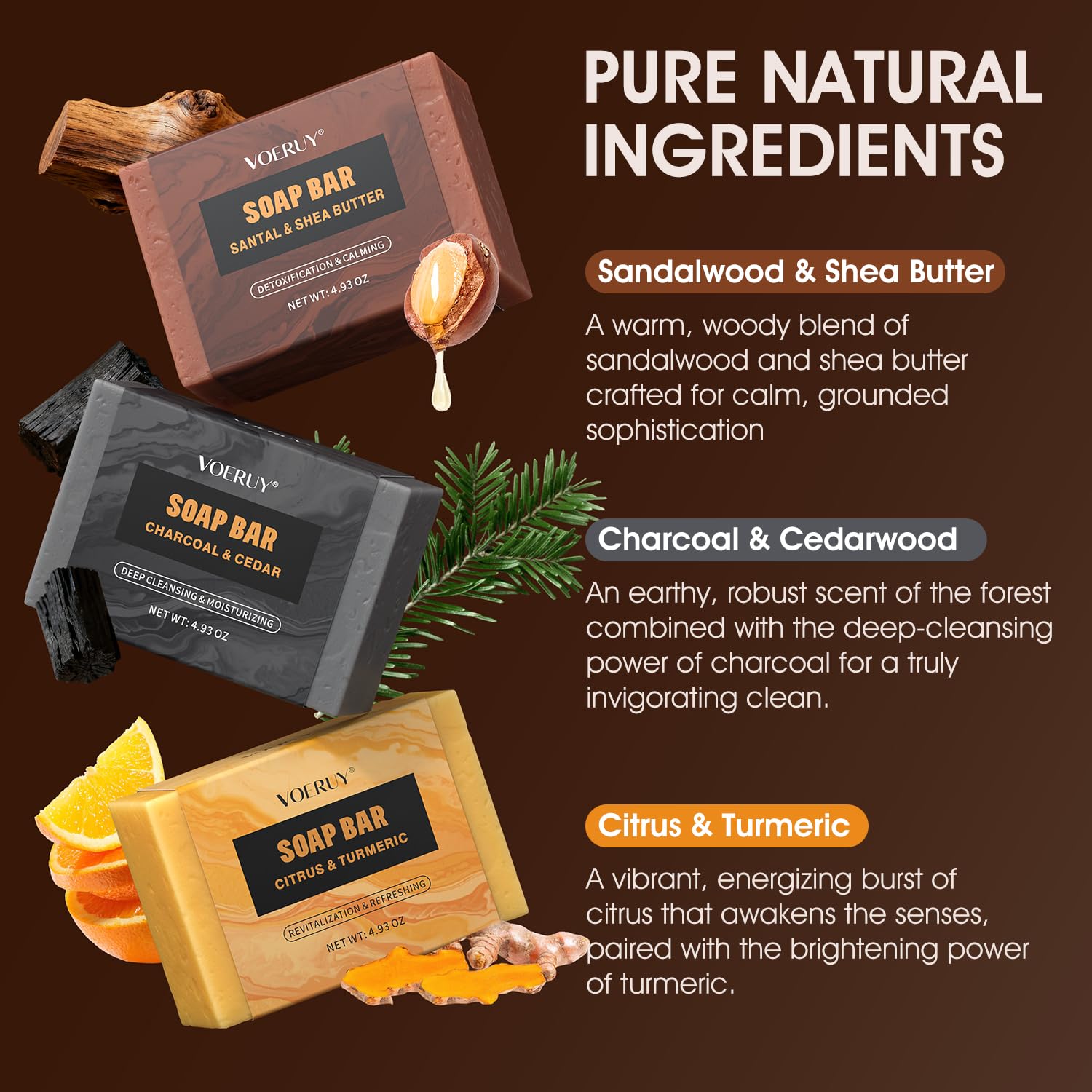 VOERUY sandalwood and shea butter bar close-up, highlighting moisturizing benefit