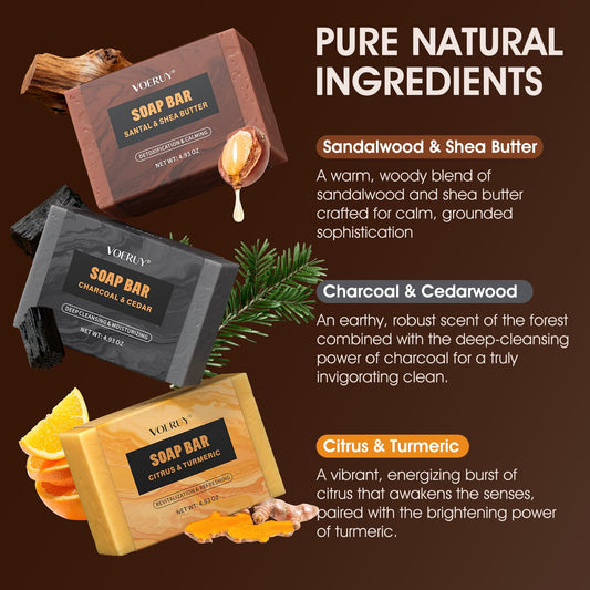 VOERUY sandalwood and shea butter bar close-up, highlighting moisturizing benefit