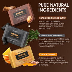 VOERUY sandalwood and shea butter bar close-up, highlighting moisturizing benefit