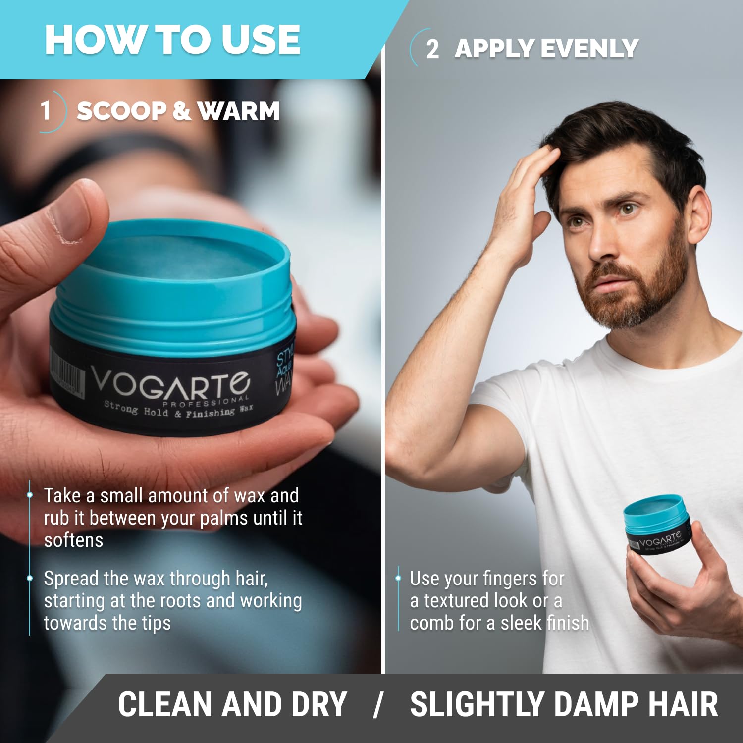 Vogarte label ingredient and directions shot showing usage info and benefits
