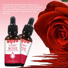 VOGSIG ingredients laid out including rose, jojoba, aloe conveying natural formulation