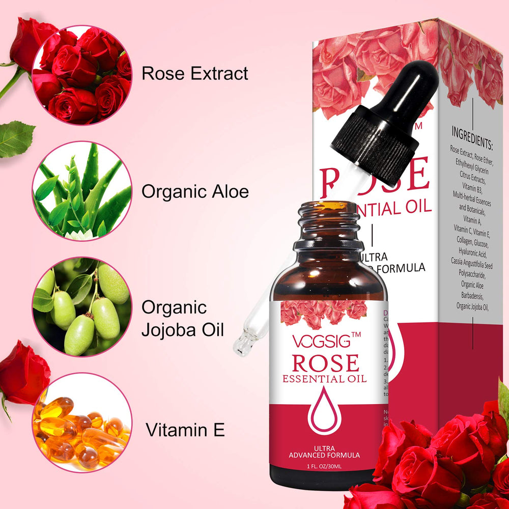 VOGSIG label closeup displaying rose extract and ingredient highlights for confidence