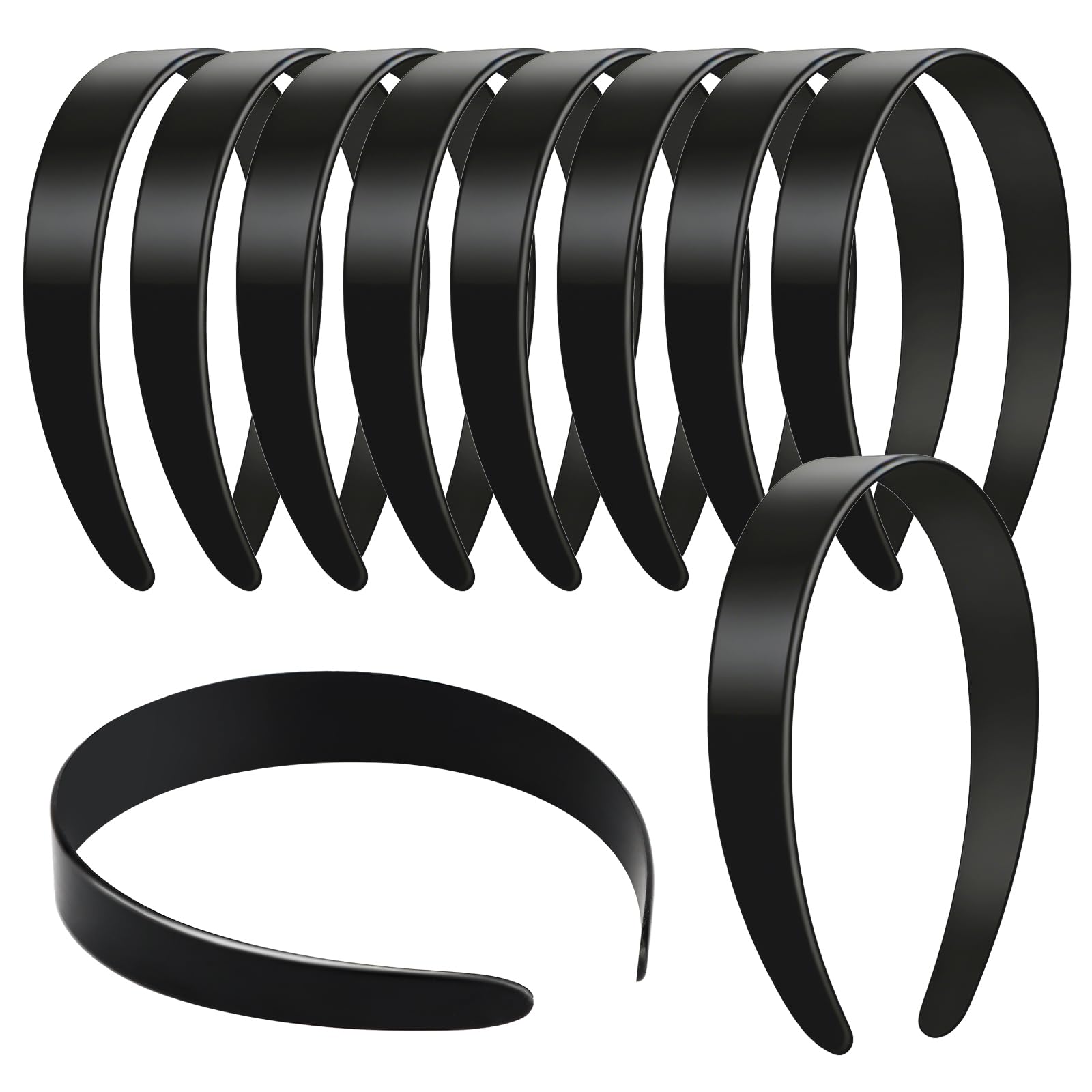 VOKOY front view of 12-pack black headbands shows ready-to-decorate set