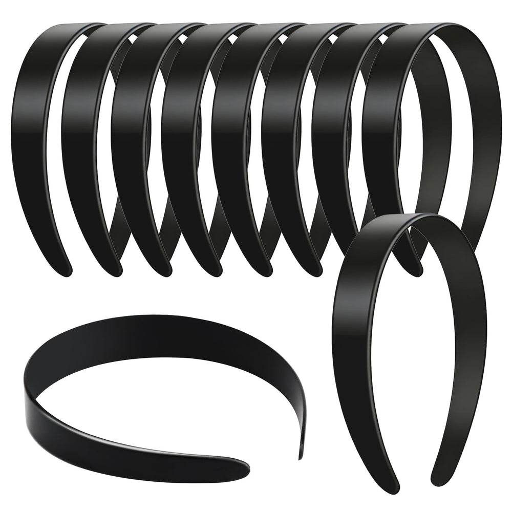 VOKOY front view of 12-pack black headbands shows ready-to-decorate set