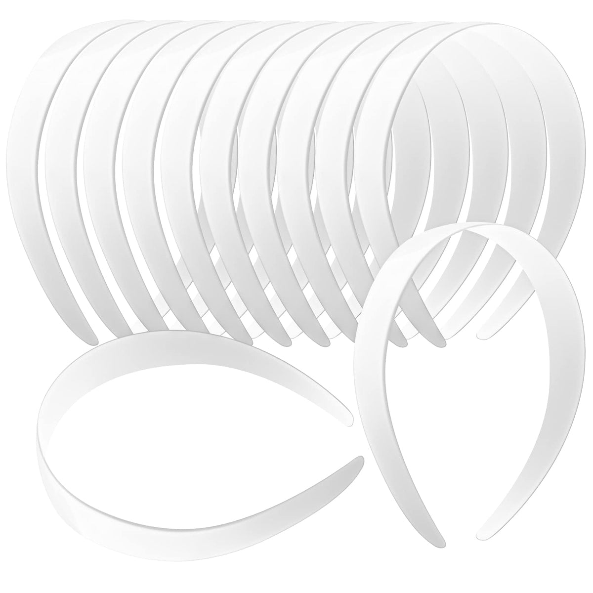 VOKOY front view of 12 white headbands showing clean package benefit