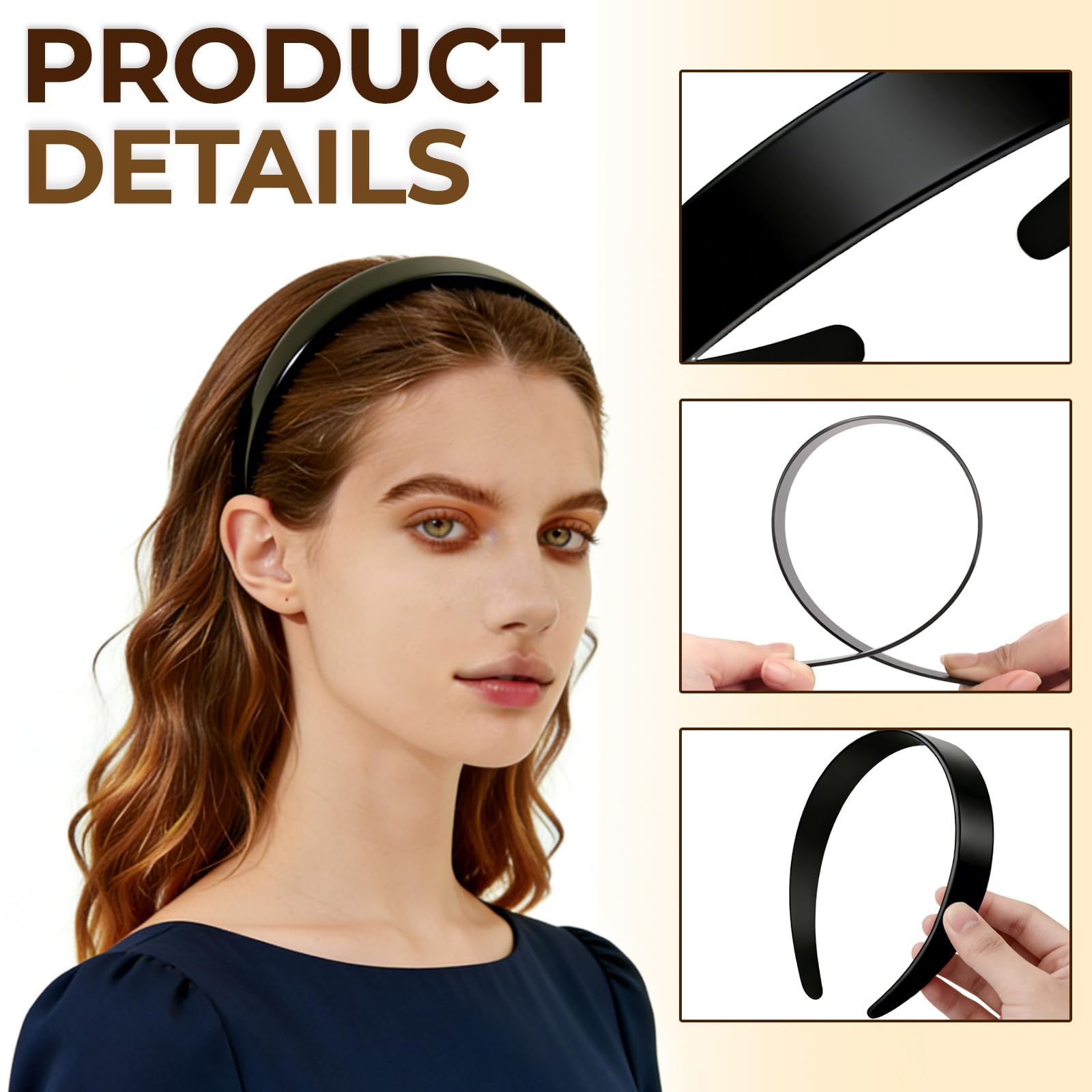 VOKOY headbands stacked side profile showing uniform one-inch width and durability