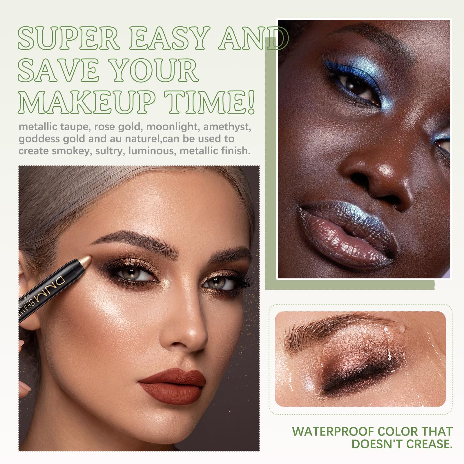 VolksRose lifestyle evening makeup look showcasing vibrant, long-wear sparkle