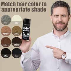 VOLLUCK applying fibers to scalp demonstrating quick coverage and easy use benefit
