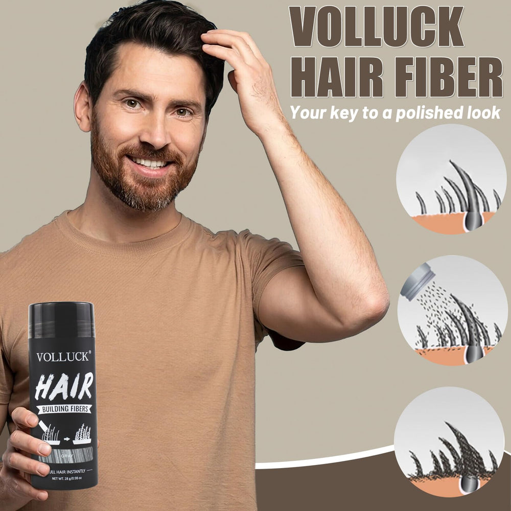 VOLLUCK blended into gray hair sideview for natural fuller-appearance benefit