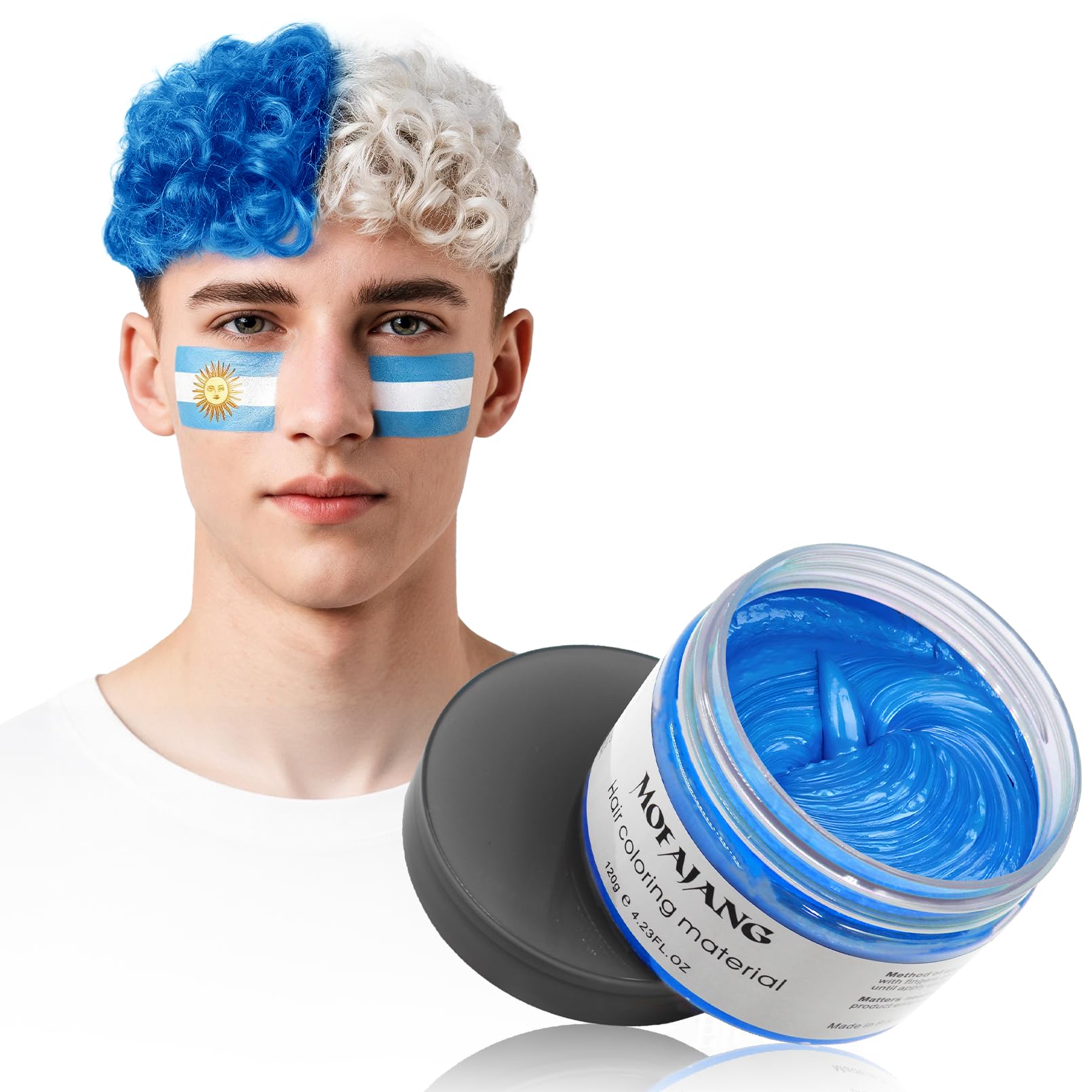 VOLLUCK blue pomade front pot showing color and compact size for travel