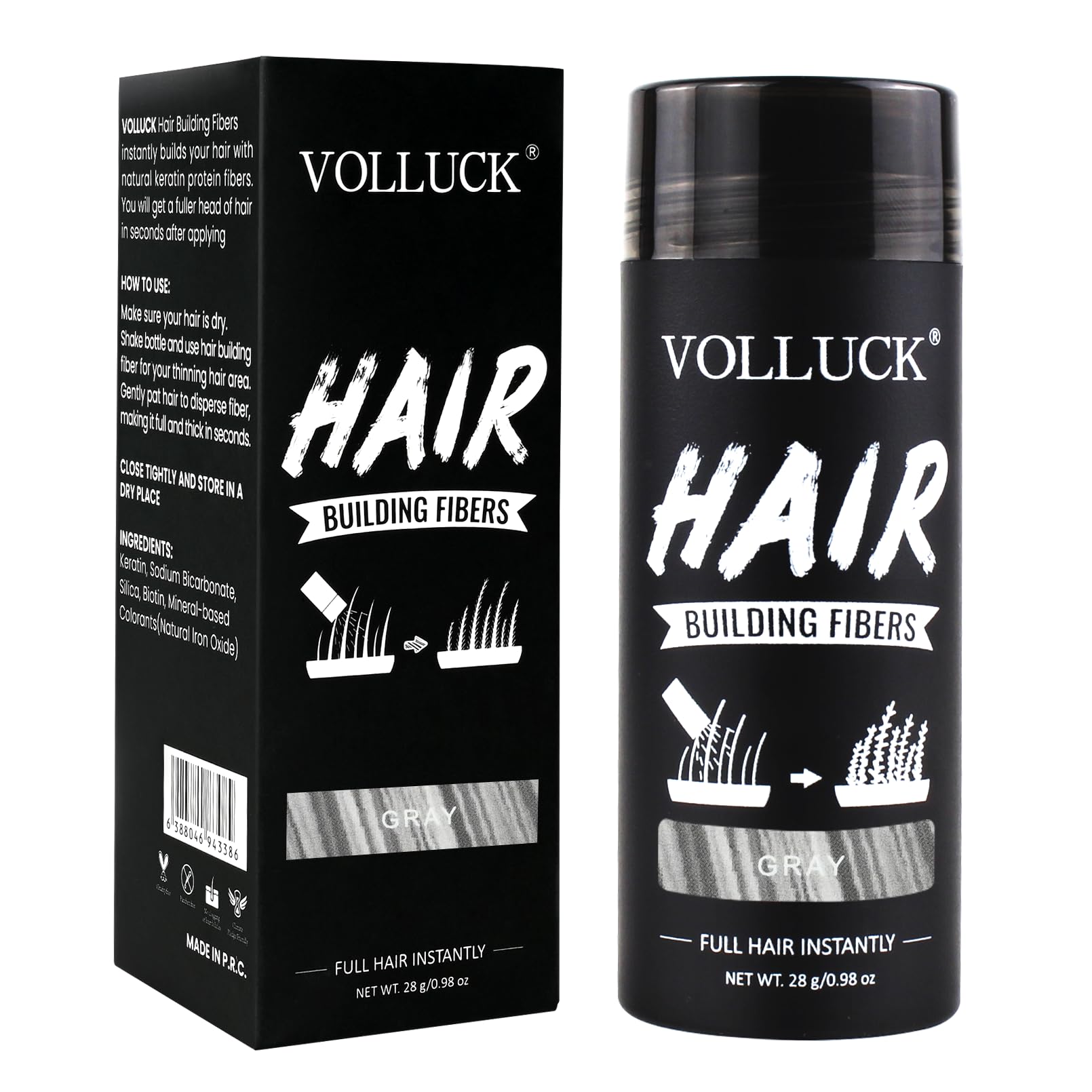VOLLUCK front canister gray showing compact travel-friendly container and instant coverage