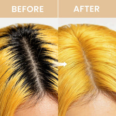 VOLLUCK hand applying gold wax to hair demonstrating quick, mess-free color