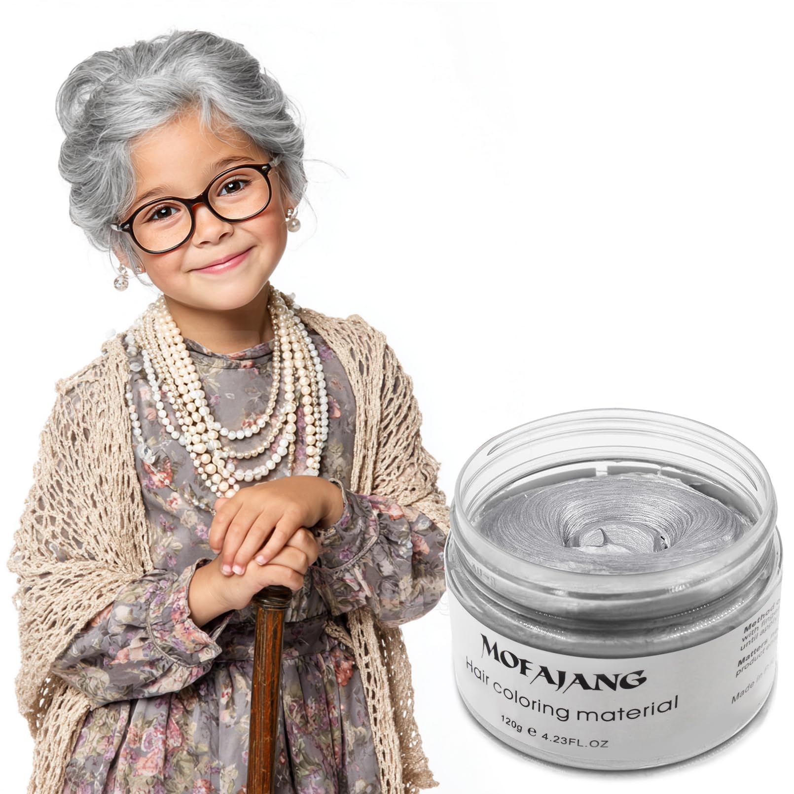 Model wearing VOLLUCK silver grey showing finished matte hairstyle and confident look