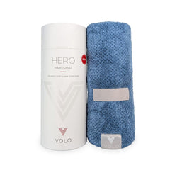 VOLO front packaging in cielo blue showing towel and tube, displays premium gift-ready look