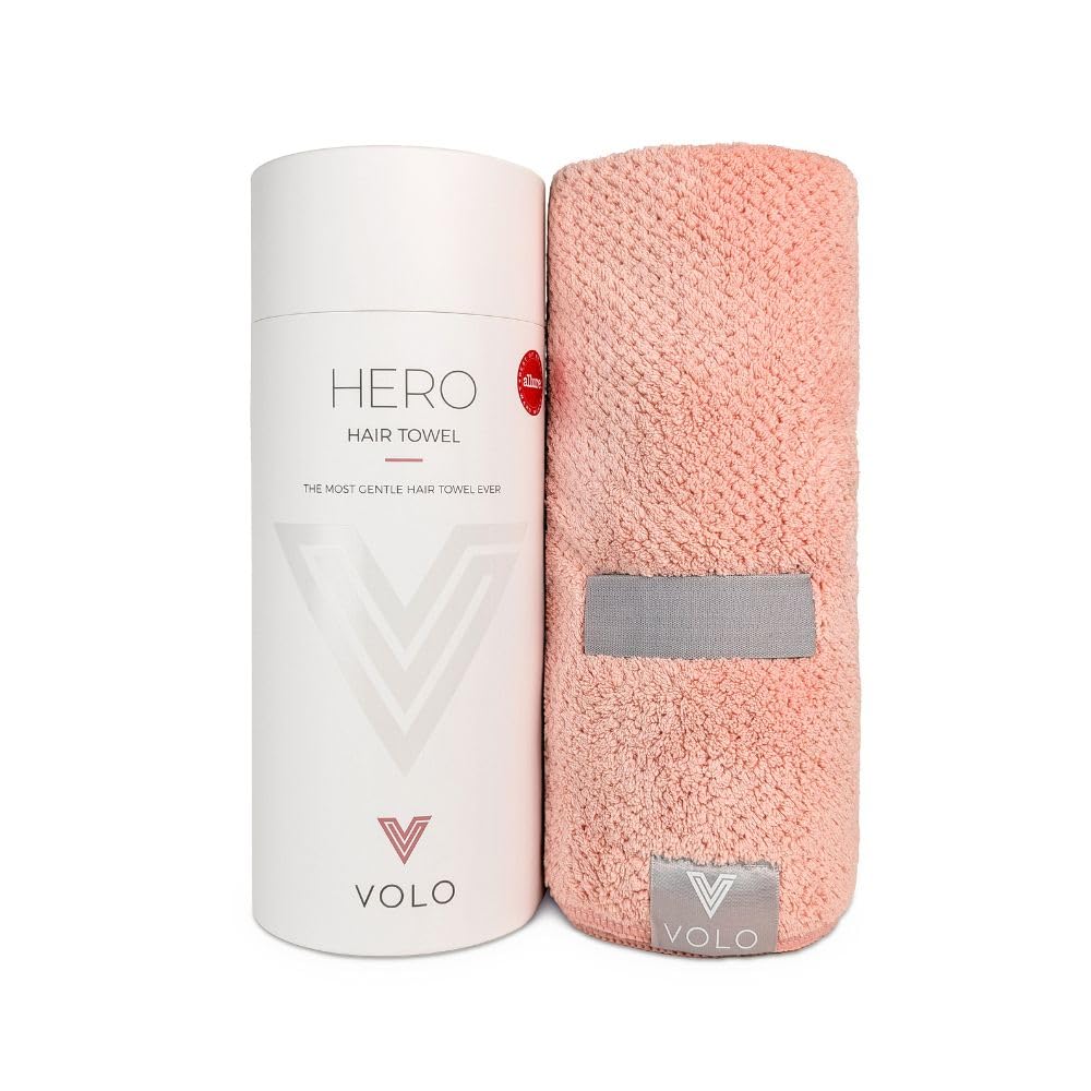 VOLO front packaging in cloud pink showing the Hero Hair Towel, gift-ready