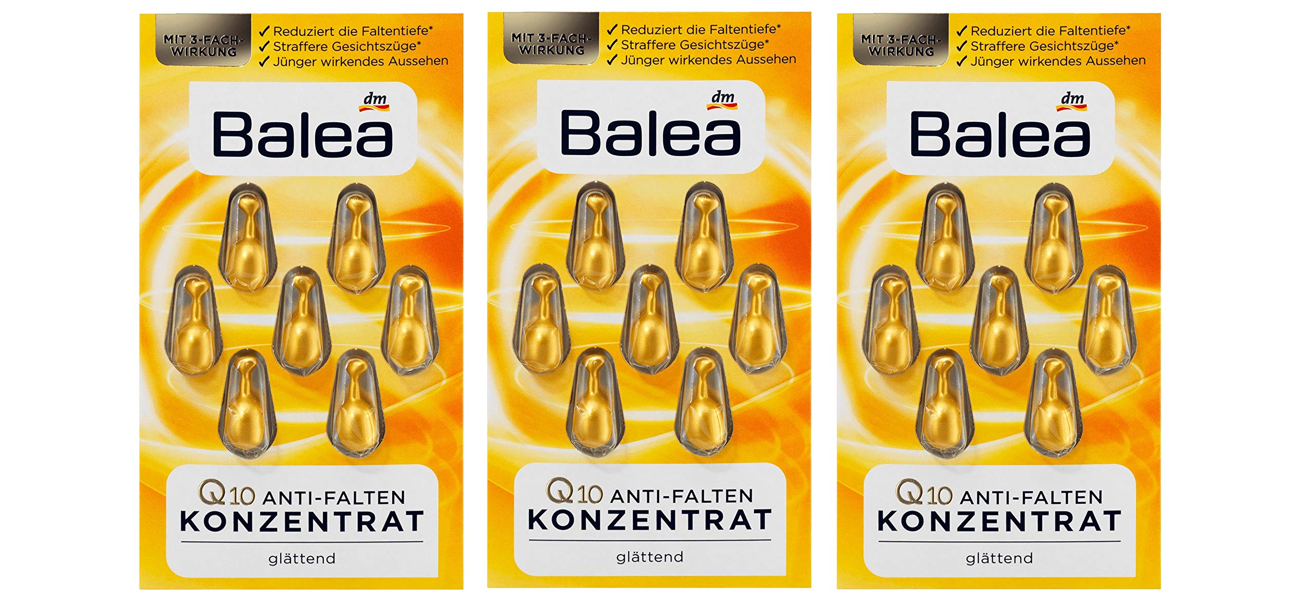 Voltafas Balea capsules on bathroom counter in daily skincare setting