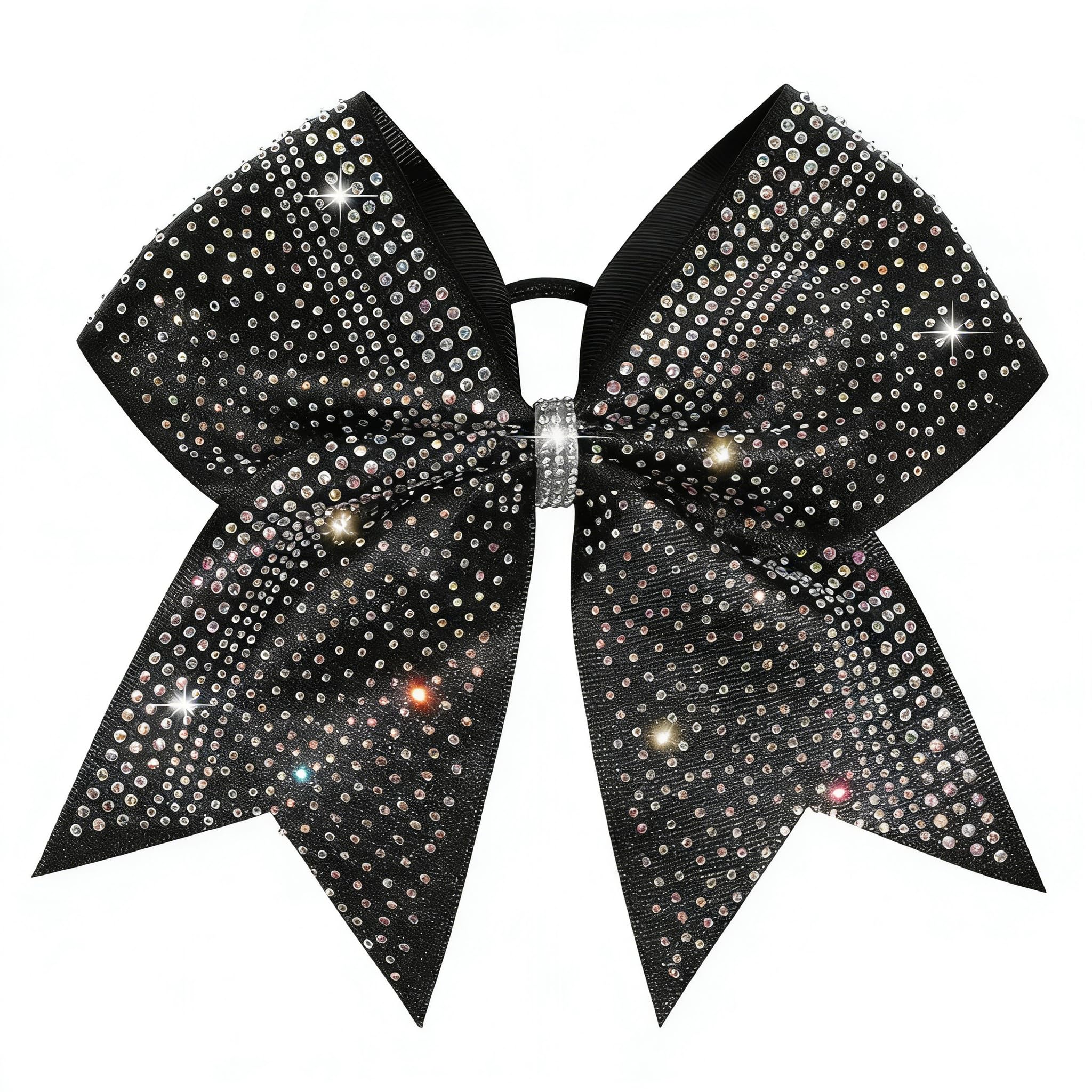 Volwiqu front view black cheer bow shows bold team-ready shine