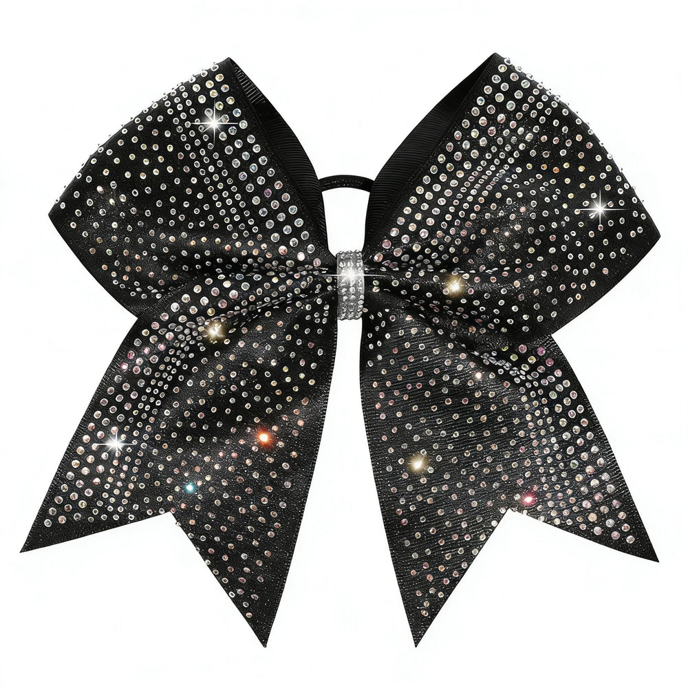 Volwiqu front view black cheer bow shows bold team-ready shine