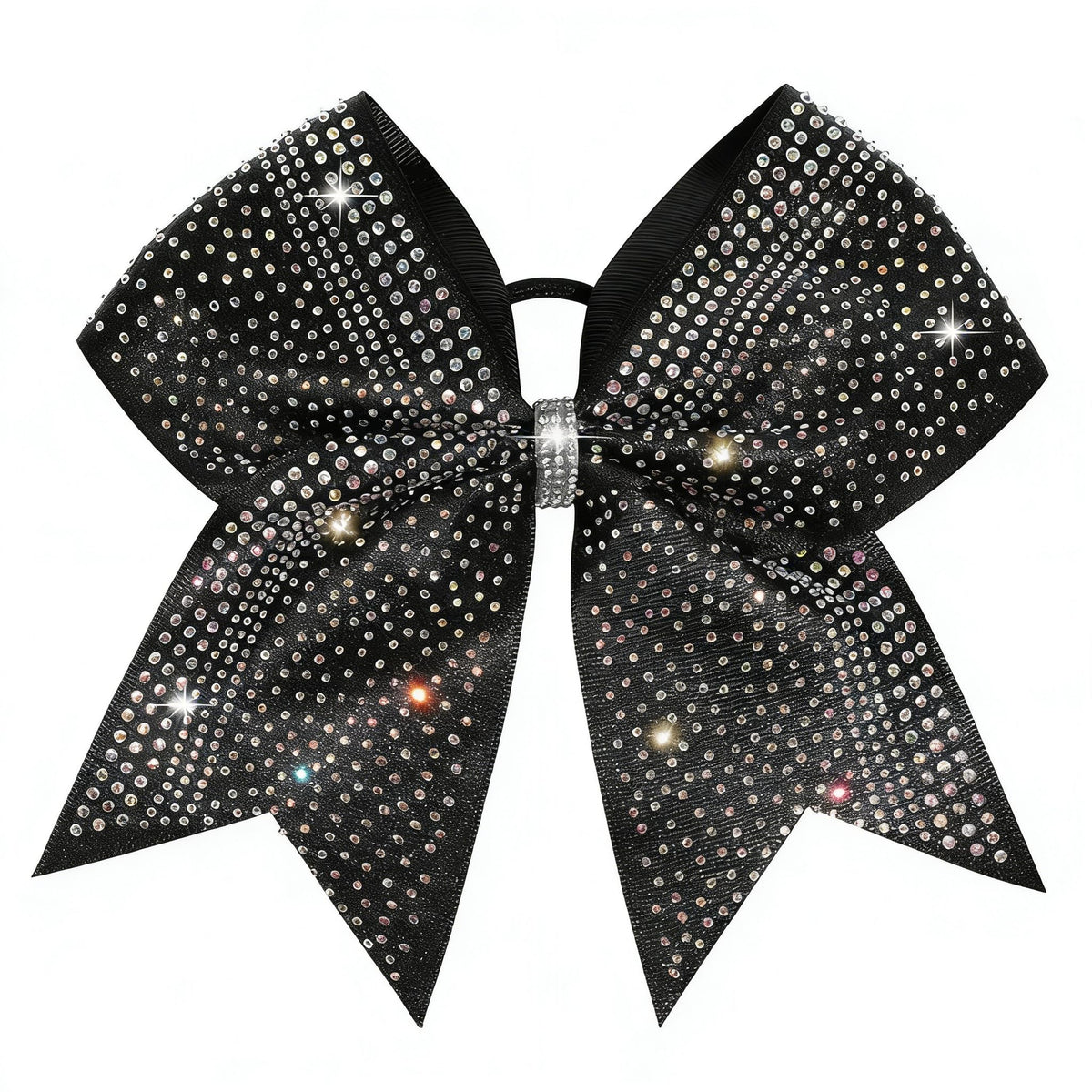 Volwiqu front view black cheer bow shows bold team-ready shine