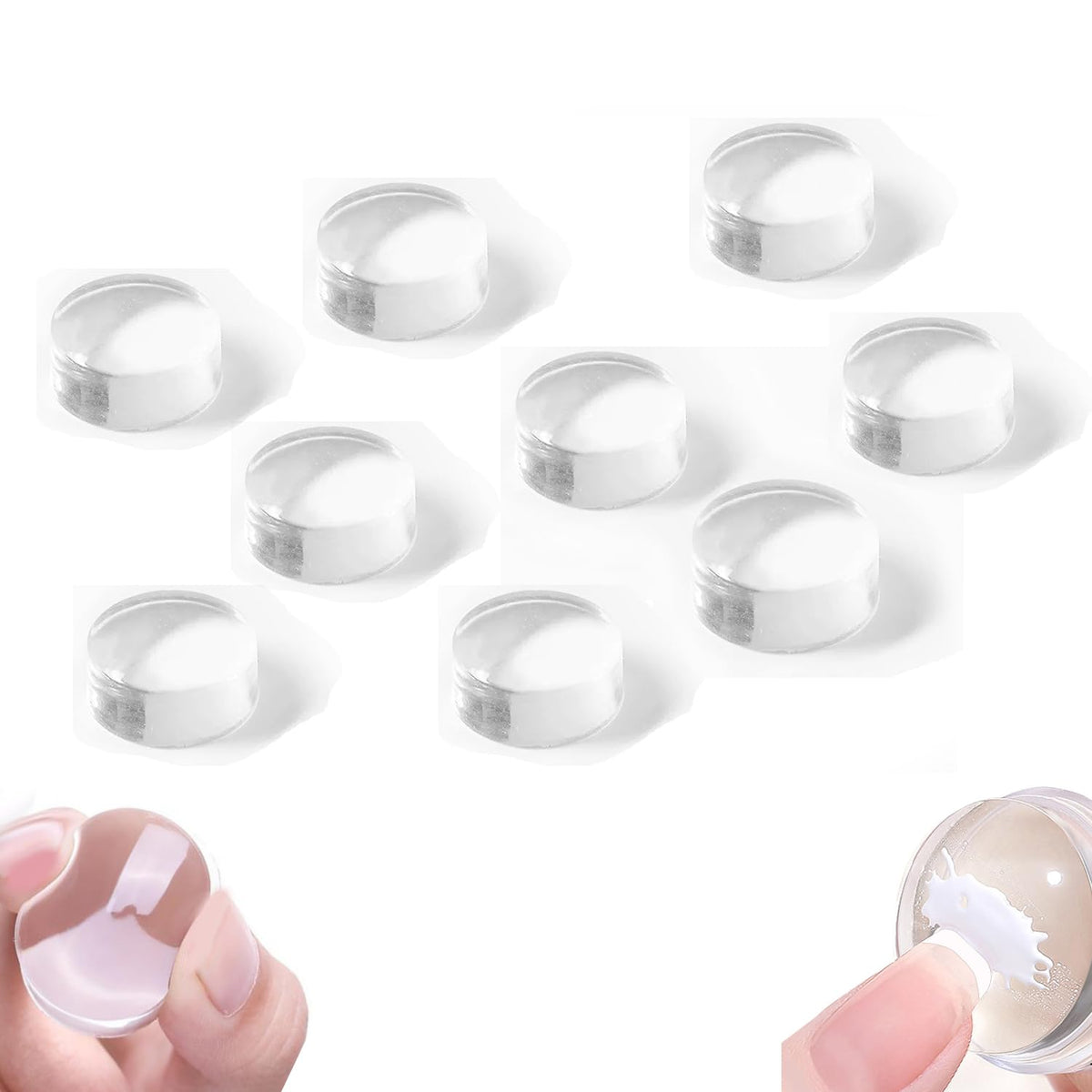 Vonrui clear stamper heads front view showing nine pieces and fit advantage