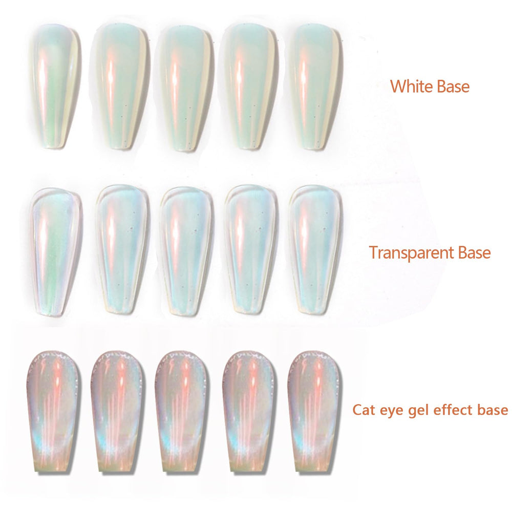 Vonrui brush-on swatch on nail showing iridescent orange-white pearl benefit