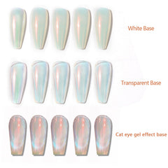 Vonrui brush-on swatch on nail showing iridescent orange-white pearl benefit