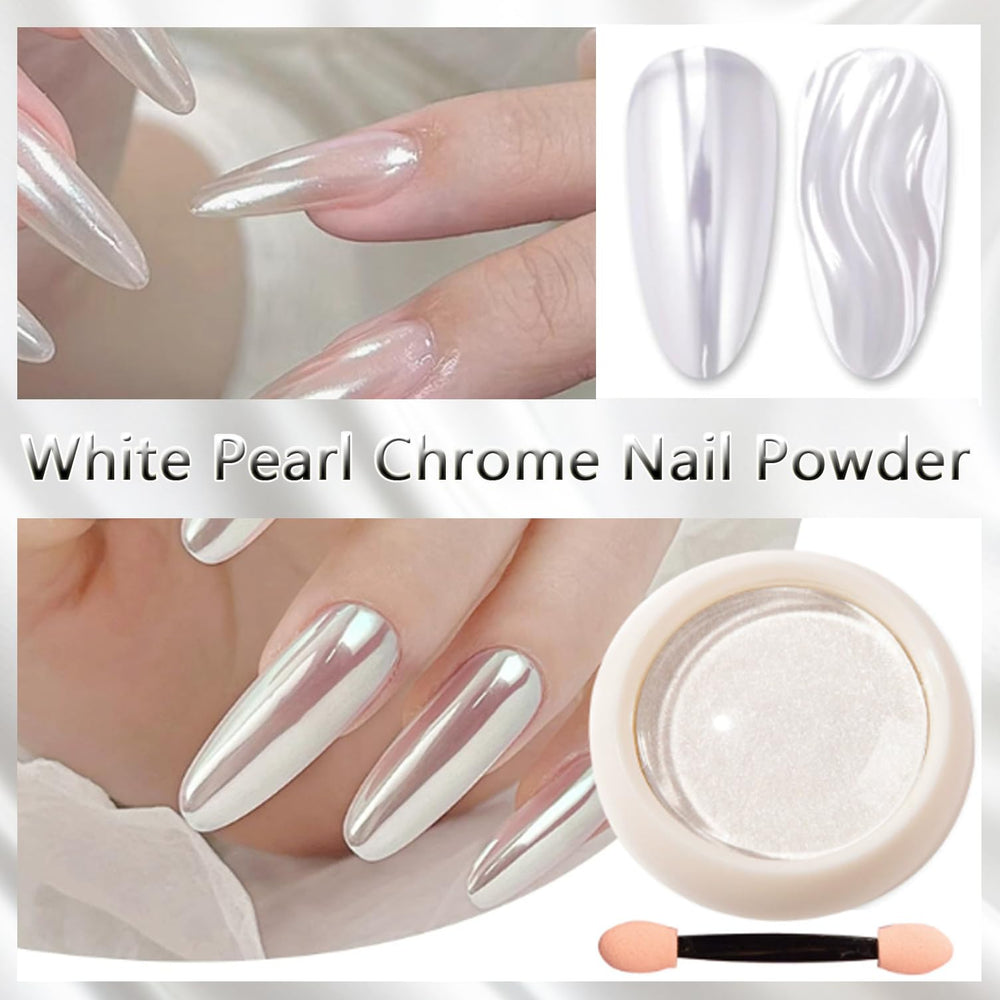 vonrui silver pigment applied on black nail producing deep mirror chrome effect