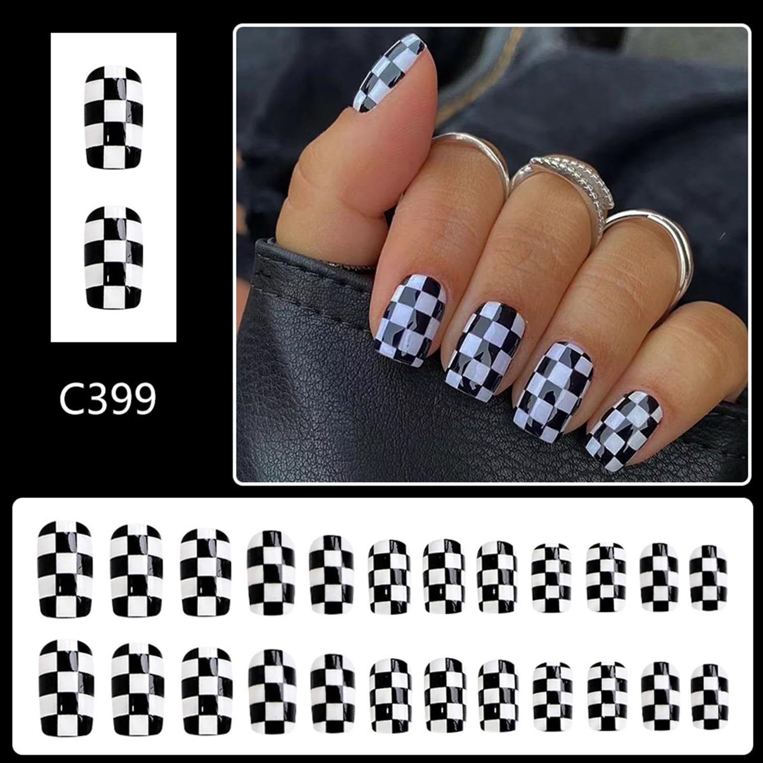Vopintpy close-up of black white checkerboard pattern highlighting glossy finish