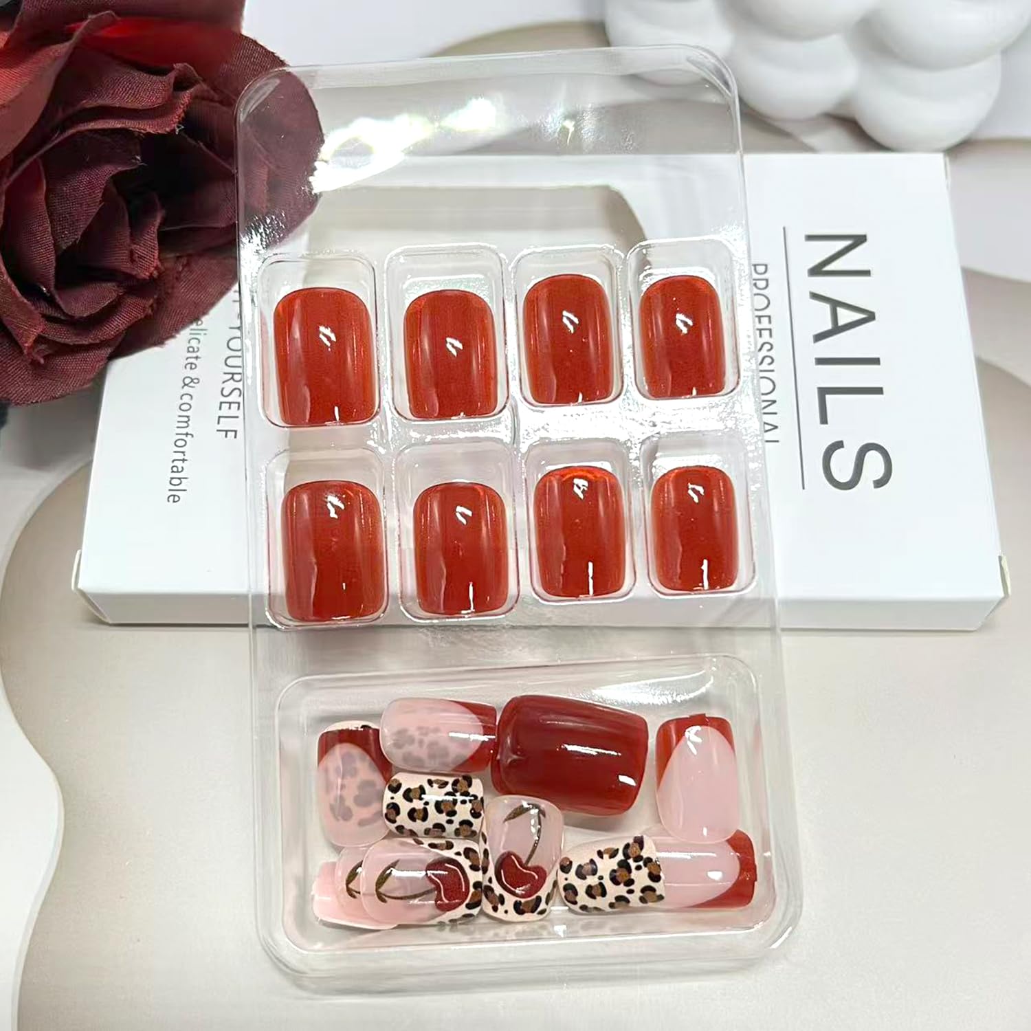 Vopintpy nails next to ruler showing short square length and easy trimming