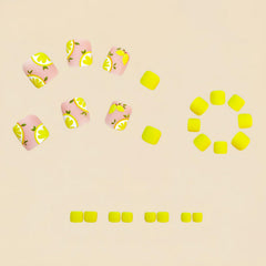 Vopintpy toe nails worn with sandals showcasing bright lemon accent for summer outfits