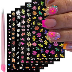 VOTACOS front packaging showing six floral decal sheets and included tweezers, quick styling