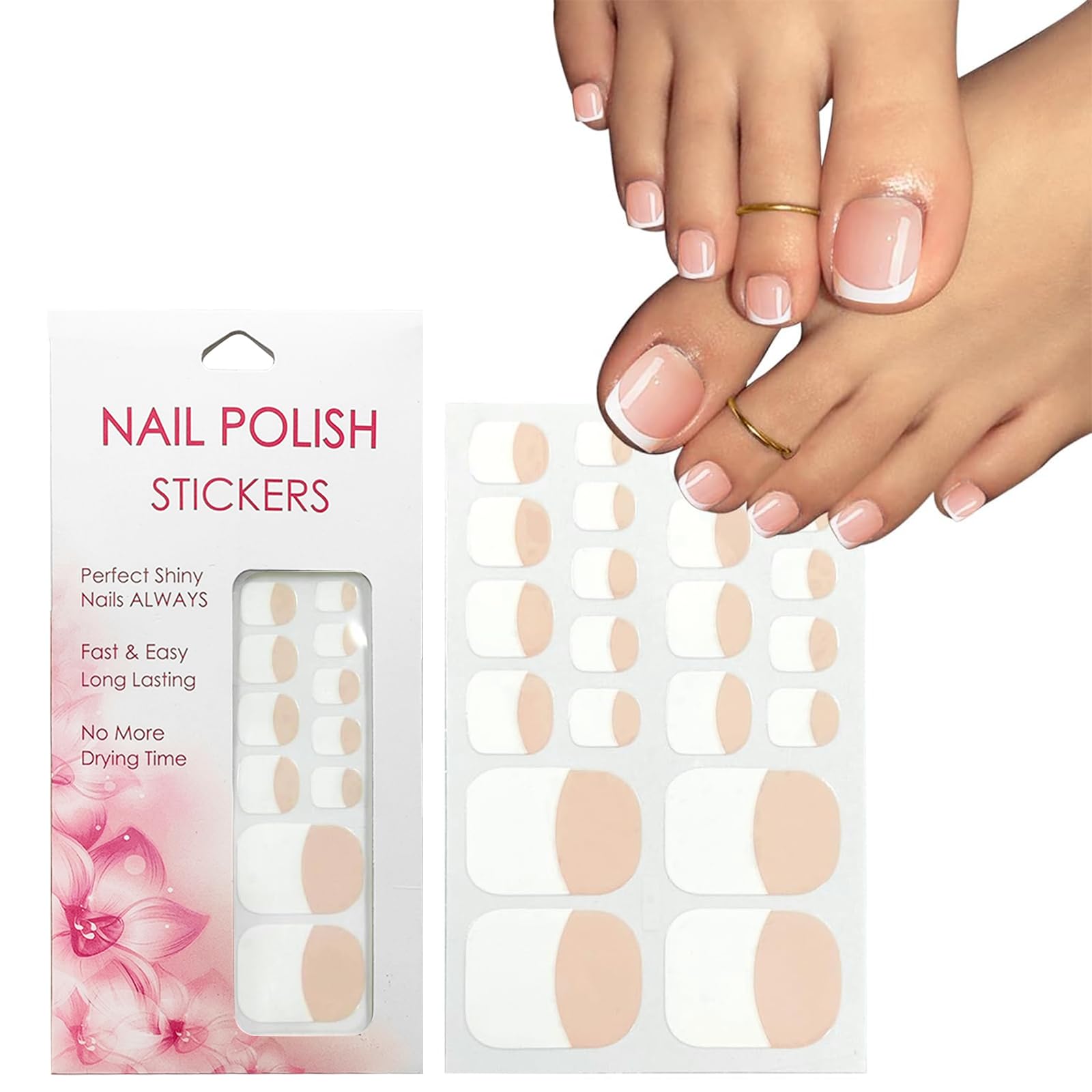 VOTACOS front sheet showing 22 toe strips and included tools for quick pedicures