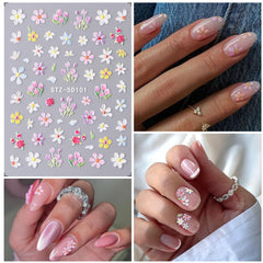 VOTACOS floral decal applied on nails showing finished look and wearable style