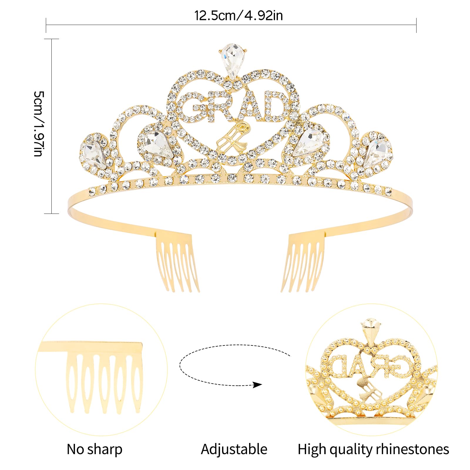 Vovii crown detail with rhinestones and gold finish adding sparkle
