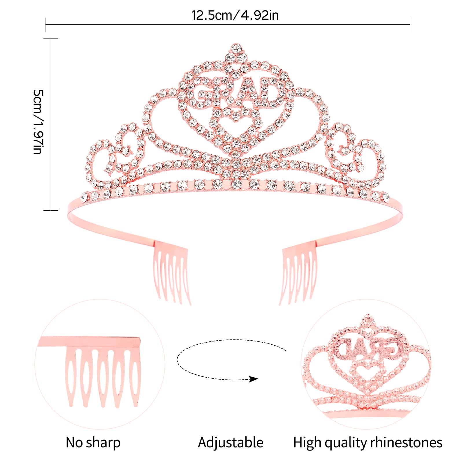 Vovii crown side profile highlighting rhinestones and secure base for comfort