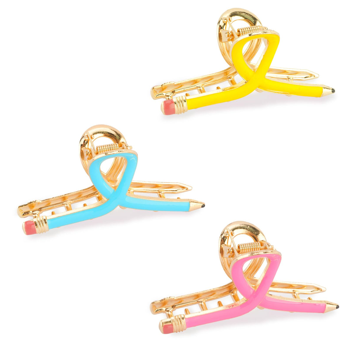 Vovii front view of pencil clips showing colorful teacher-themed style and convenience