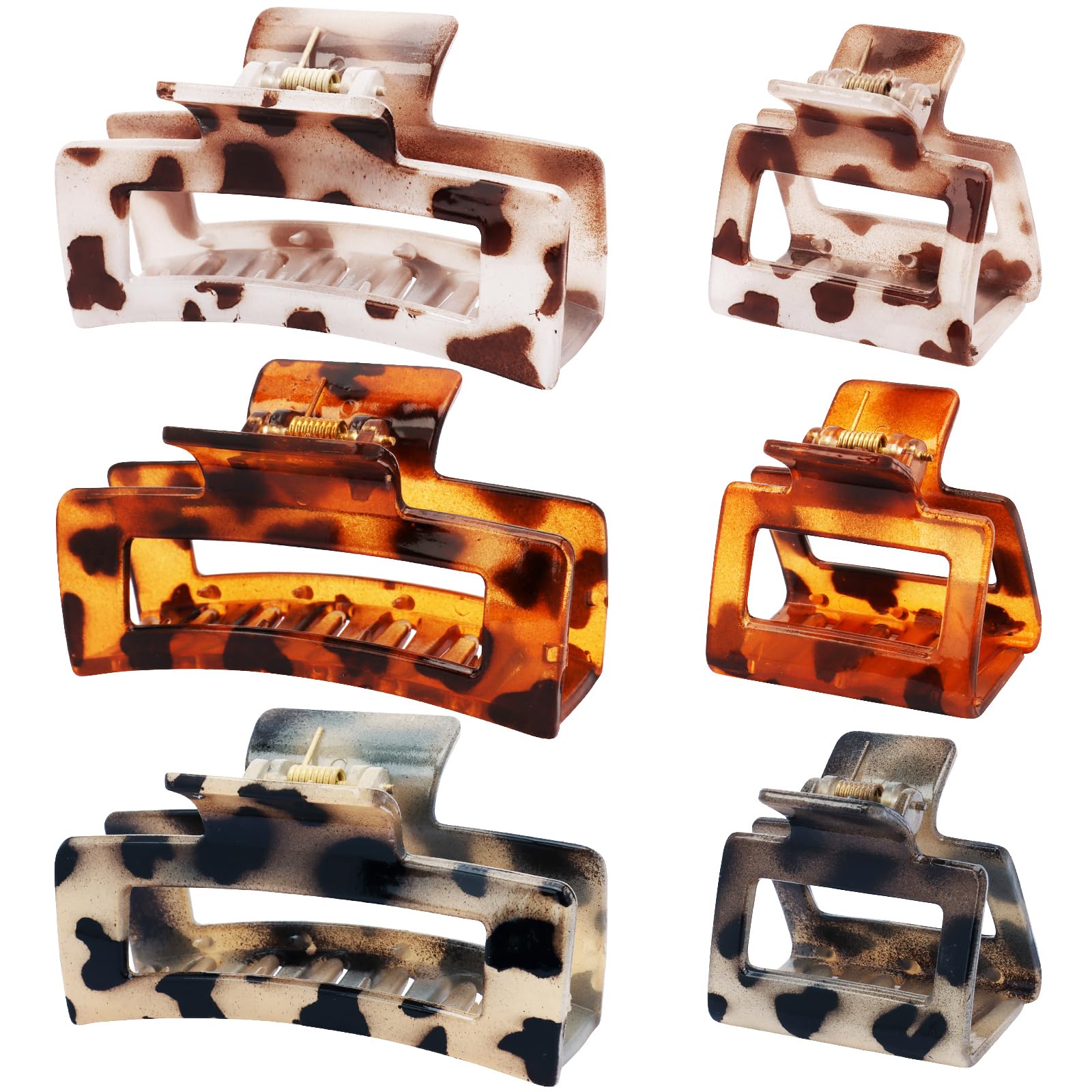 Vovii front view of 6-piece tortoise shell clips showing leopard pattern and set benefit