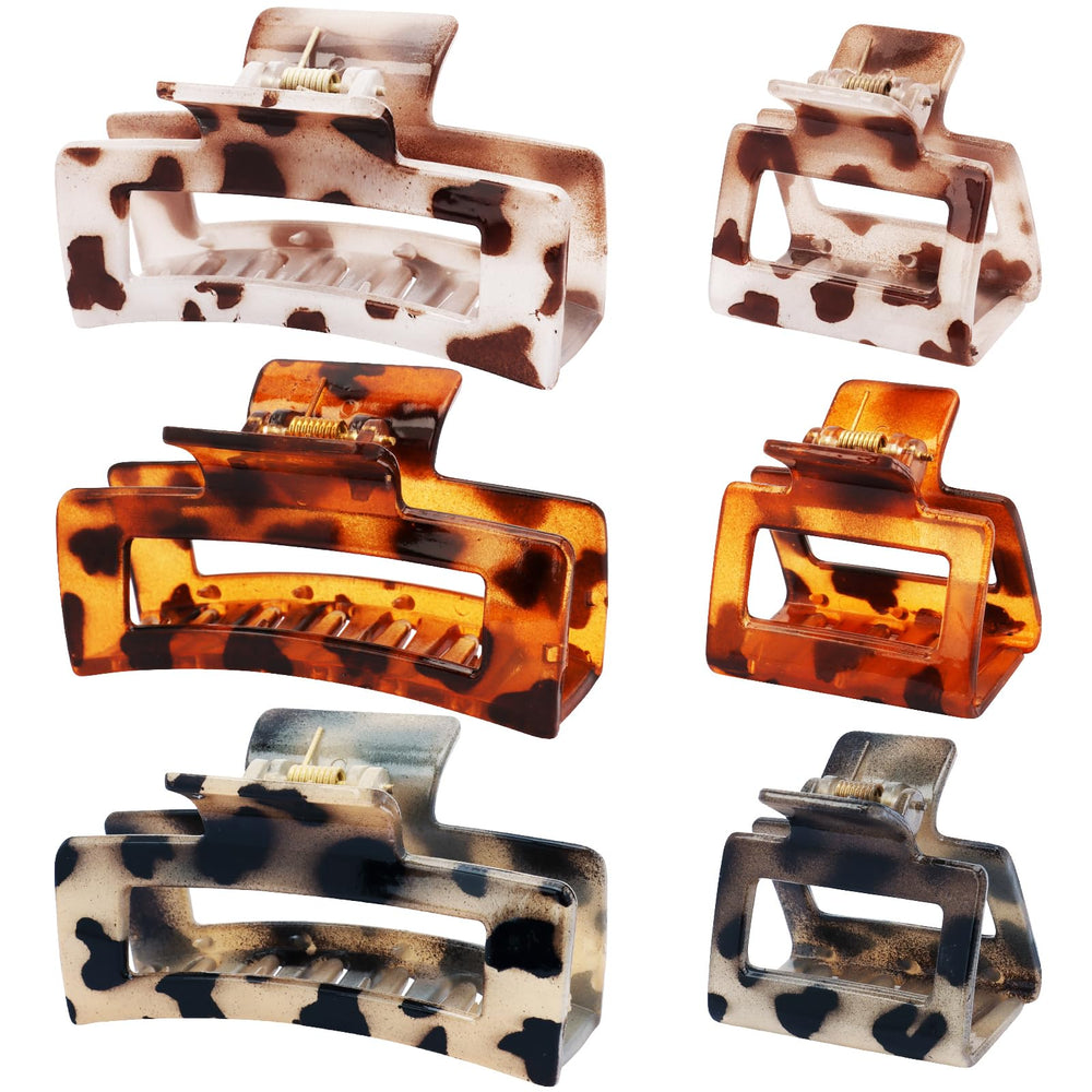 Vovii front view of 6-piece tortoise shell clips showing leopard pattern and set benefit