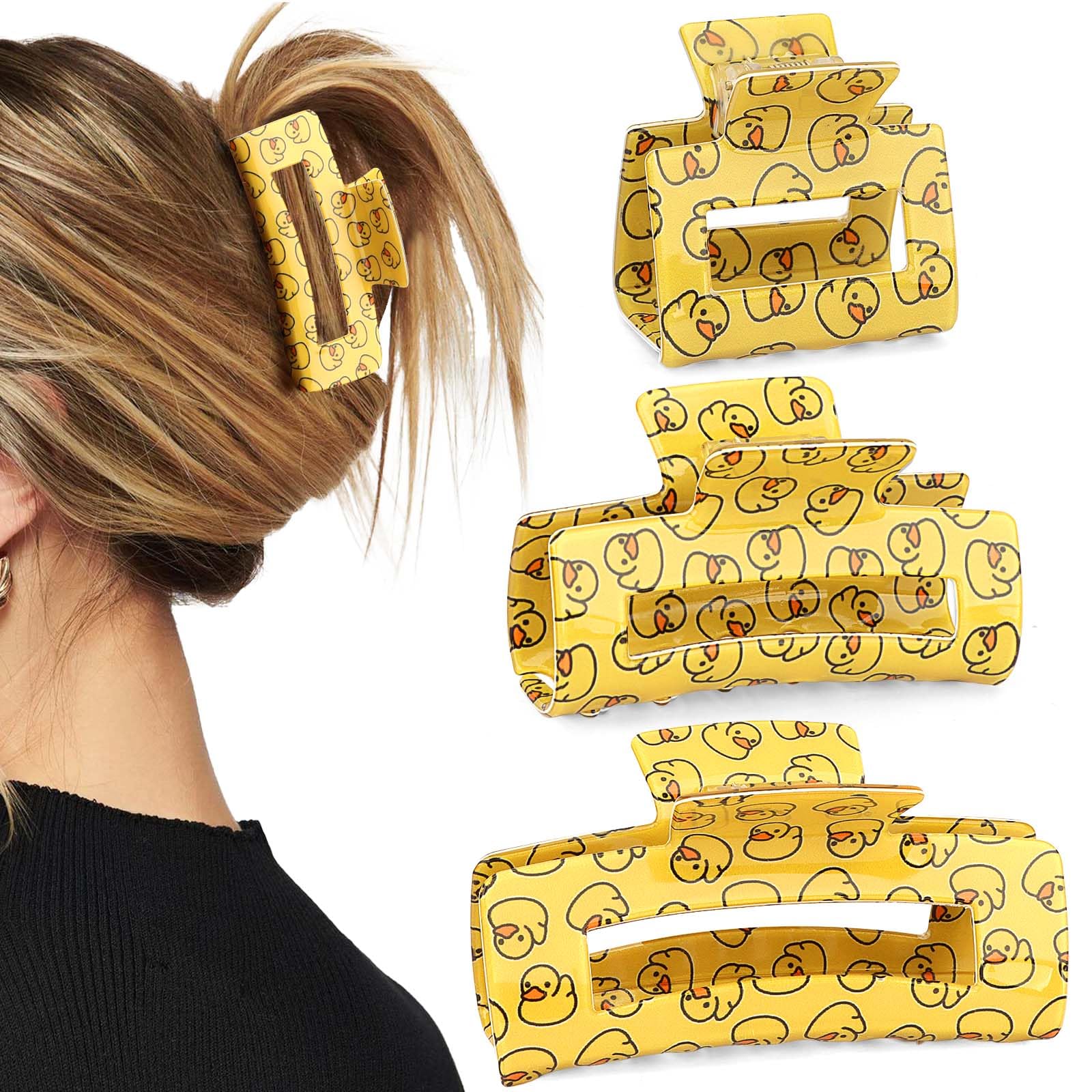 Vovii front view of duck clips showing cheerful yellow design and playful charm
