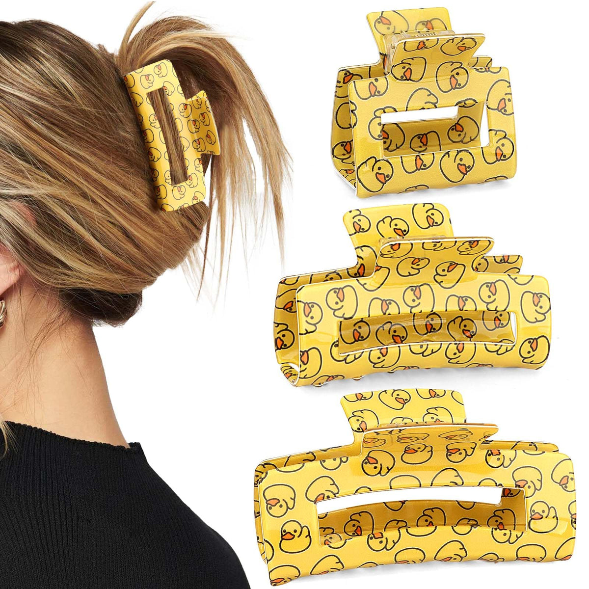 Vovii front view of duck clips showing cheerful yellow design and playful charm