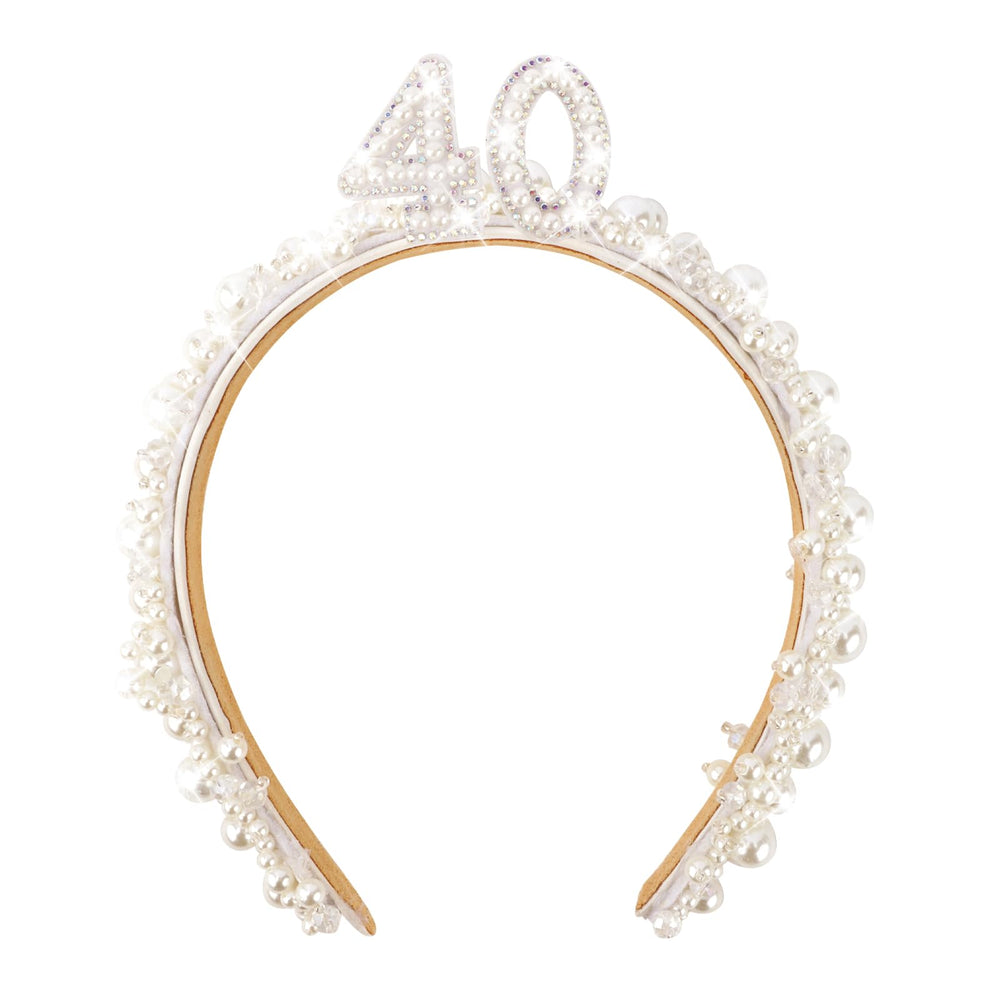 Vovii front view headband showing elegant pearl crown and festive look
