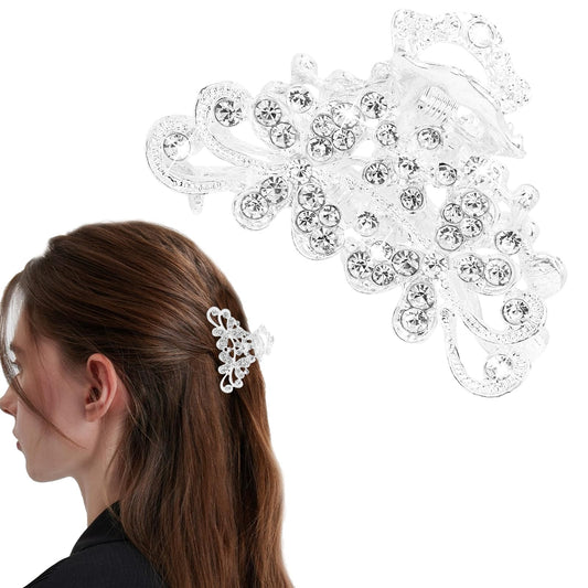 Vovii front view of rhinestone hair clip showing sparkly design and secure grip benefit