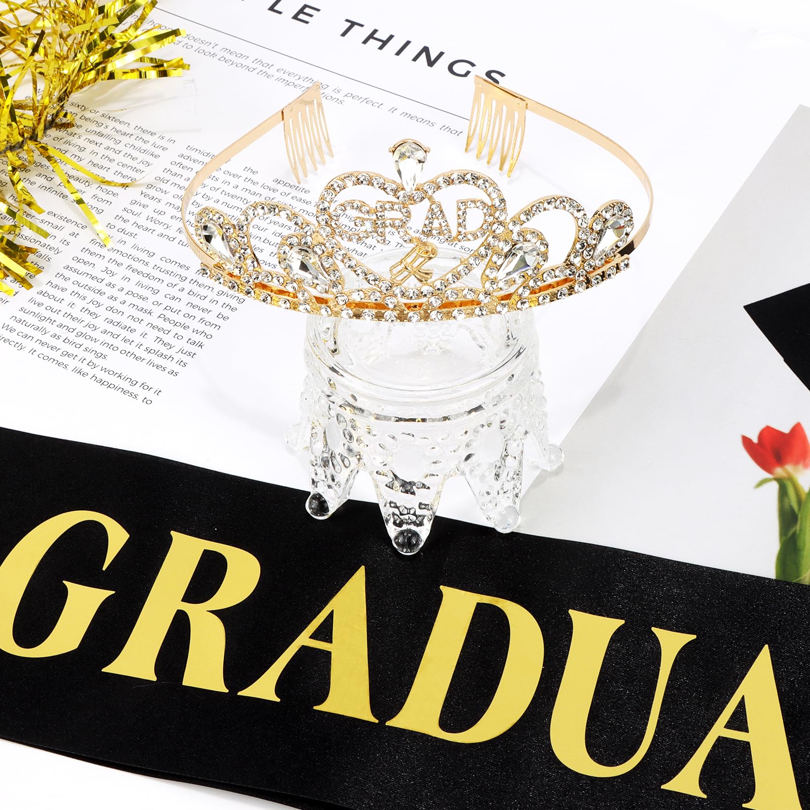 Vovii sash close-up showing black glitter and gold foil for standout photos