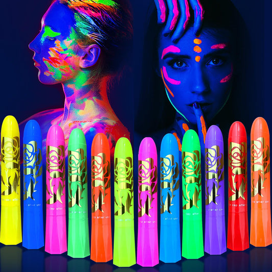 VPICKEVYS front packaging showing 12-color UV crayon kit and benefits